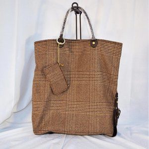 Brand new! Brooks Brothers Leather & Wool Tote with Matching Scarf